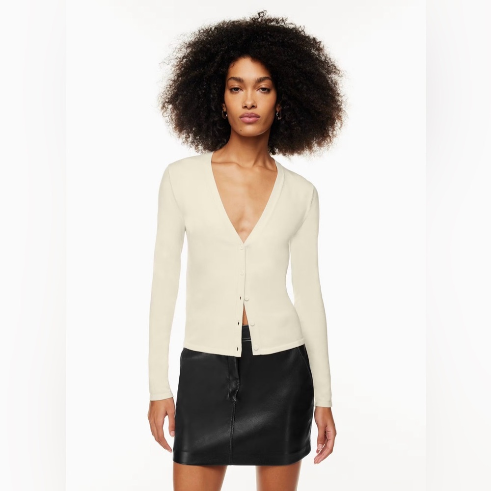 Aritzia Babaton Belin Cream Knit Cardigan with Button Detail Sz XS